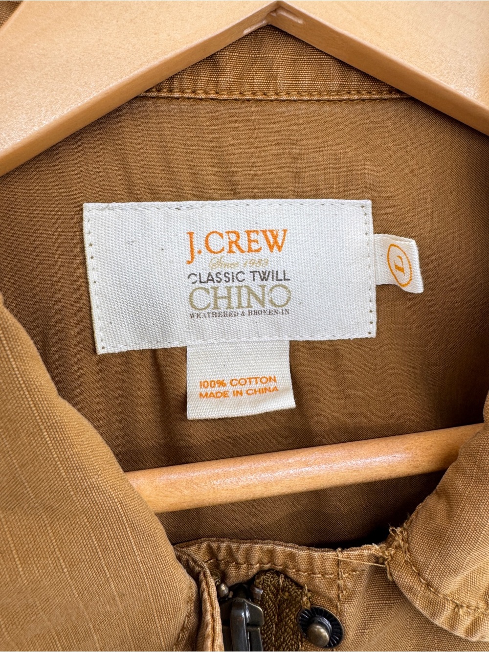 J. Crew Classic Twill Chino Utility Jacket Camel Tan Size Large Safari Preppy - Picture 4 of 10